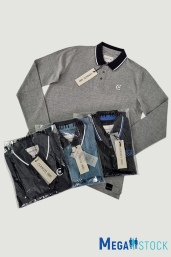 Cerruti 1881 мужские поло с длинным рукавом, сток оптом