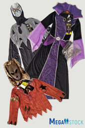 Детские и взрослые костюмы на Halloween, сток оптом